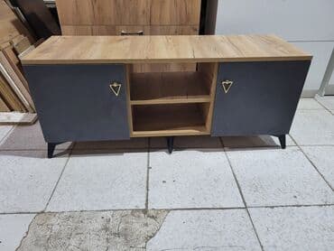 ТВ стенды: Новый, Прямой ТВ стенд, С полками, Ламинат — 2