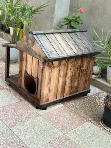 pişik cütləşmə: Taxta pişik evi və açıq istirahət meydançası - Material: təbii ağac — 3