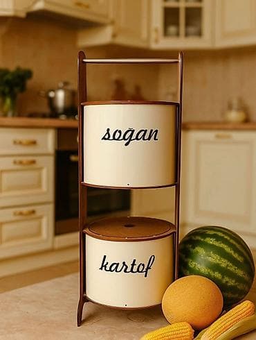 Mətbəx üçün ikiqat saxlama stendi – “soğan” və “kartof” qabları ilə - — 2