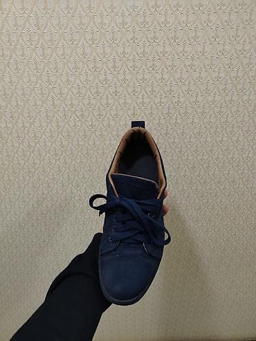 Туфли: Kişi krossovkası – tünd lacivərt rəng - Material: zərif süet (üst — 2