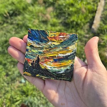 Mini yağlı boya tablo – abstrakt landşaft - Texnika: qalın impasto lalafo.az -da Mini yağlı boya tablo – abstrakt landşaft - Texnika: qalın impasto