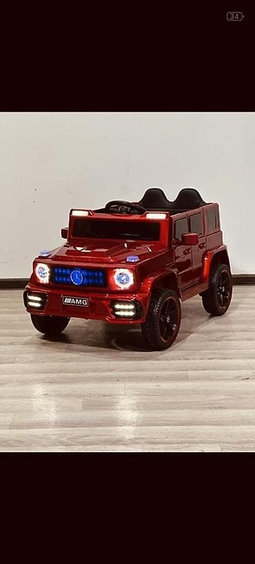 Yemək masaları, oturacaqları: Uşaq üçün elektrikli minik maşını – krossover tipli, qırmızı rəngli — 1