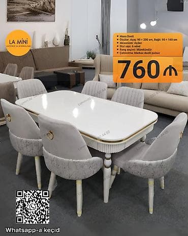 Qonaq otağı üçün, Açılan, Dördbucaq masa, 6 stul