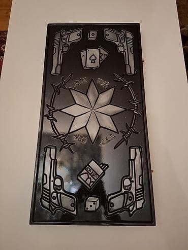 Tema dizaynlı nərd dəsti - Material: bərk kompozit/taxta əsaslı