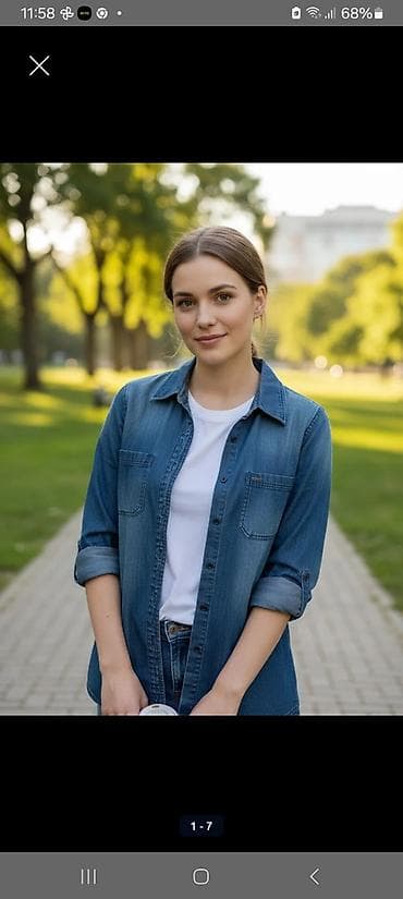 Qadınlar üçün cins köynək- pencək - Material: orta qalınlıqda denim