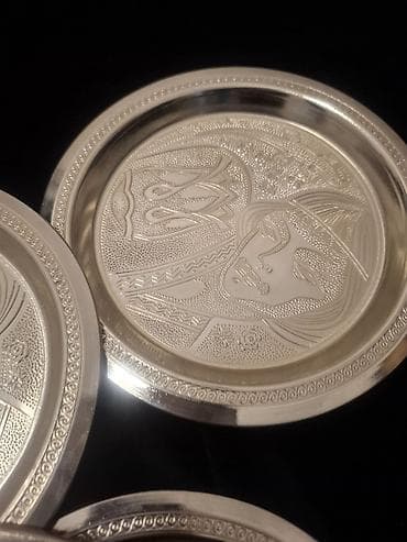 işlənmiş boşqablar: Boşqablar, rəng - Gümüşü, Metal — 8