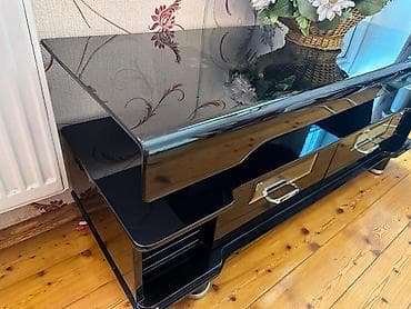 televizor stend: Б/у, Прямой ТВ стенд, С полками, Стеклянный, Малайзия — 4