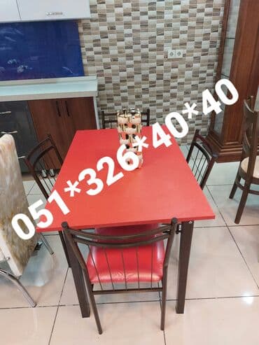 Masa və oturacaq dəstləri: Mətbəx üçün, Yeni, Dördbucaq masa, 4 stul — 27