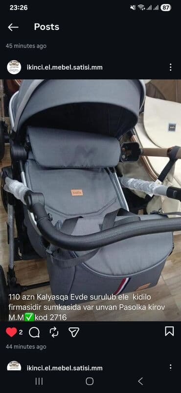 uşaq arabası qiymetleri: Yenidir alinib evde ele surulub 180 m alinib kidilo firmasidir — 2