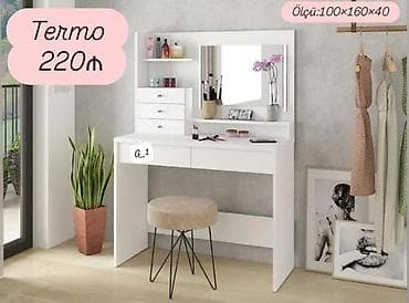 Termo makiyaj masası - Rəng: ağ - Material: termo örtüklü lövhə -