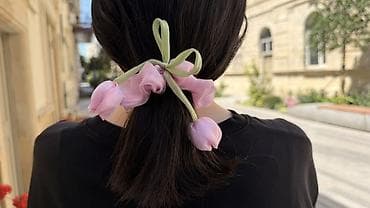 baş: Tulpan formalı saç aksesuarı – elastik rezin scrunchie - Dizayn — 4