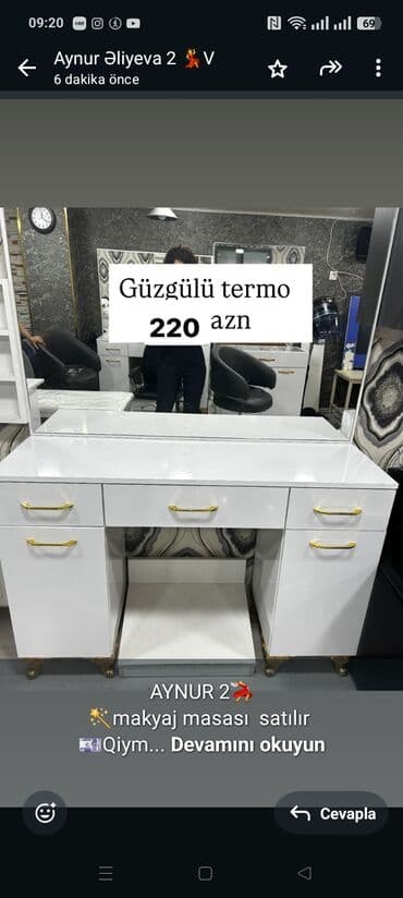 ‎AYNUR 2💃 🪄makyaj masası satılır 💶Qiymət sondur 220 azn 🏘️Ünvan