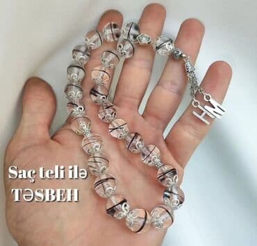 xonça şəkilləri: Məhsul: Saç teli ilə hazırlanan fərdi təsbeh Təsvir: - Şəffaf — 3