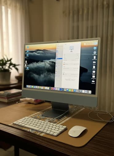 vətən komputer: Apple iMac 24" (2021) – M1 çipli, mavi rəng Amerikadan gəlib qutudan — 2