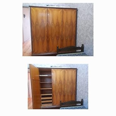 4 qapılı, Siyirməli, Qəhvəyi, Taxta, Açılan, Düz dolab — 1