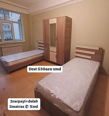 yataq manej: Yataq otağı dəsti Tərkibi: - 2 ədəd tək nəfərlik çarpayı - 2 ədəd — 1