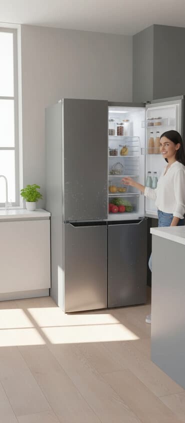 ucuz soyuducular: İşlənmiş 4 qapılı Toshiba Soyuducu Satılır, rəng - Boz, Təkərli — 1