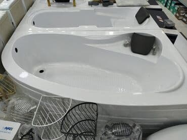 hazır hamam: Akrilik künc vannası - Material: parlaq ağ akrilik - Forma: oval — 1