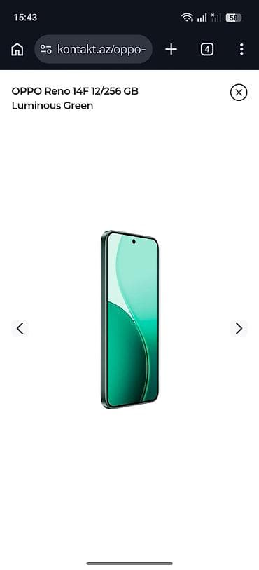 oppo a31: Oppo Reno 14, 256 GB, rəng - Yaşıl, İki sim kartlı, Sənədlərlə, Sensor — 1