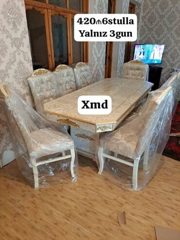 Sifarişlə masa və oturacaq dəstləri: Dördbucaq masa, Qonaq otağı üçün, Zəmanətli — 1