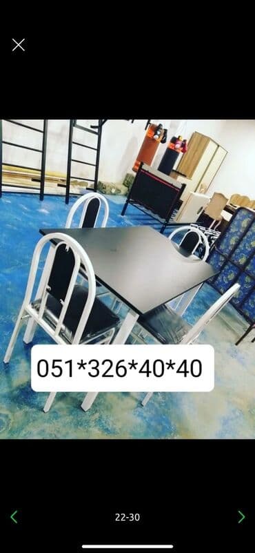 Masa və oturacaq dəstləri: Qonaq otağı üçün, Yeni, Açılan, Dördbucaq masa, 2 stul — 16