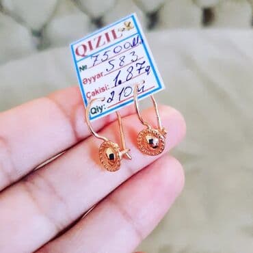 sirqalar qizil: Sırğa, Çəhrayı qızıl, 585 Əyar, 187 g — 2