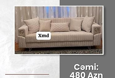 uglavoy divan: Tek divan – 450 AZN - Müasir dizayn: dərin kapitone tikişlər, qızılı — 7