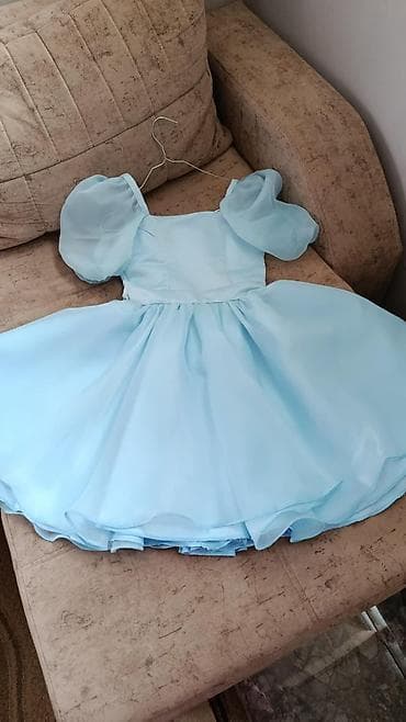 toy donları 2024: Uşaq geyimi – açıq mavi rəngdə şifon don - Model: qız uşaqları üçün — 1