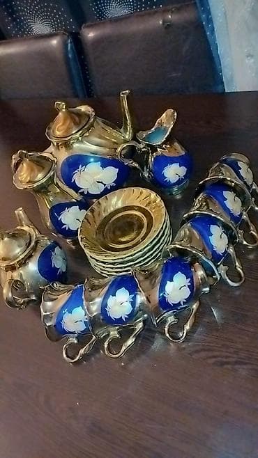 qaz paneli: Çay dəsti, rəng - Qızılı, Kobalt — 4