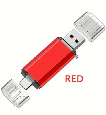 flash kartlar: İki uclu USB fleş yaddaş (qırmızı rəng) Xüsusiyyətlər: - İki — 1