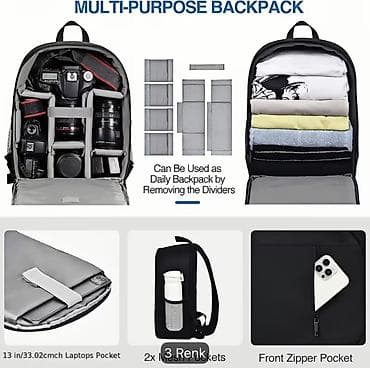 video reqstrator: Fotoqrafiya üçün çoxməqsədli kamera çantası/backpack - Daxili — 4