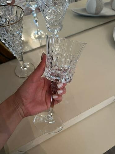 şam qabı: Qədəhlər, rəng - Ağ, Xrustal — 1