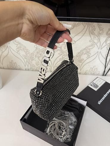 Çantalar: Alexander Wang miniatür çanta – kristal daşlarla bəzədilmiş, qara — 2