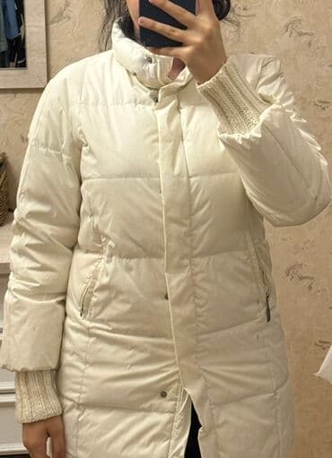 qabarıq qadın tolstovkaları: Ağ rəngli qadın pufik palto - Rəng: qırıq ağ/ivori - Model: uzun — 2