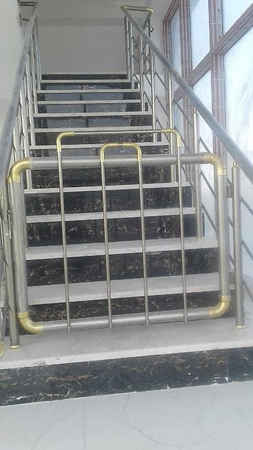 Перила: Paslanmayan poladdan pilləkən məhəccəri və təhlükəsizlik baryeri - — 1