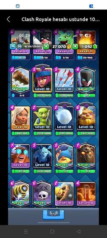 Velosiped ehtiyyat hissələri: Clash Royale hesabı - Kral səviyyəsi: 36 - Kupa: 8319 (Trophy Road — 5