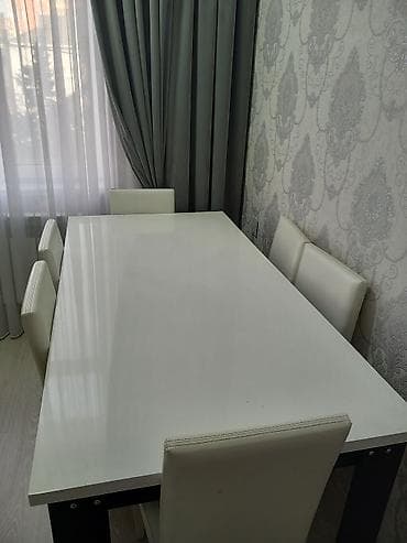 embawood stol stul: Qonaq otağı üçün, İşlənmiş, Açılmayan, Dördbucaq masa, 6 stul — 4