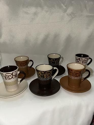 Qəhvə dəsti, rəng - Qəhvəyi, Keramika, 6 nəfərlik