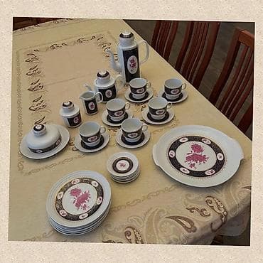 Çay dəsti, rəng - Ağ, Farfor, Reichenbach, 6 nəfərlik, Almaniya