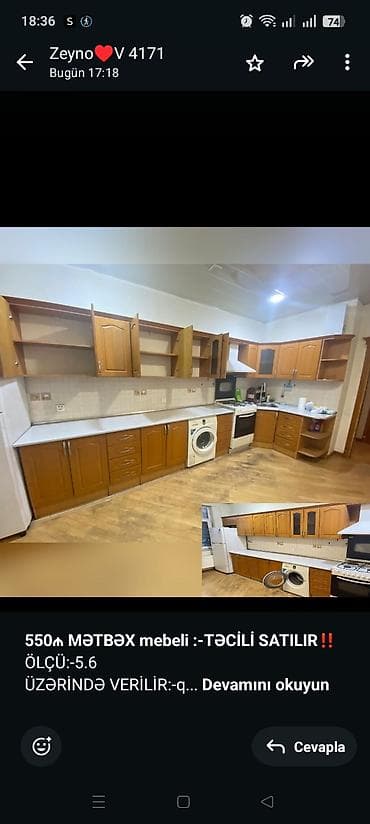 qubka satisi: *550₼ MƏTBƏX mebeli :-TƏCİLİ SATILIR*‼️ ÖLÇÜ:-5.6 ÜZƏRİNDƏ — 1