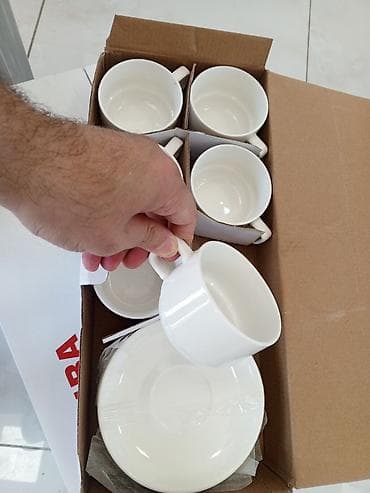 Çay dəsti, rəng - Ağ, Keramika