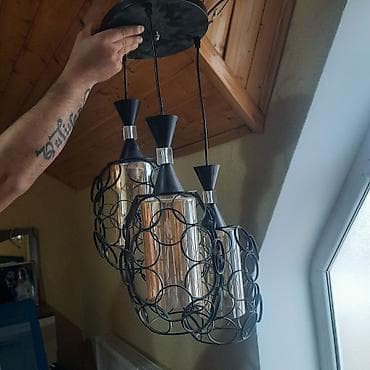 rum reqemli divar saatlari: Çılçıraq, 3 lampa, Metal — 2