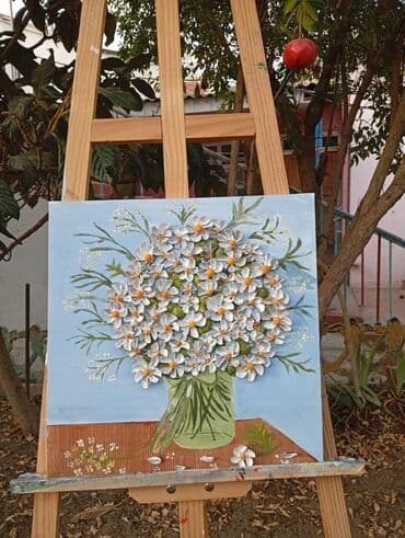 divar ucun şəkillər: Əl işi rəsmlər – teksturalı akril tablolar - Material: kətan üzərində — 3