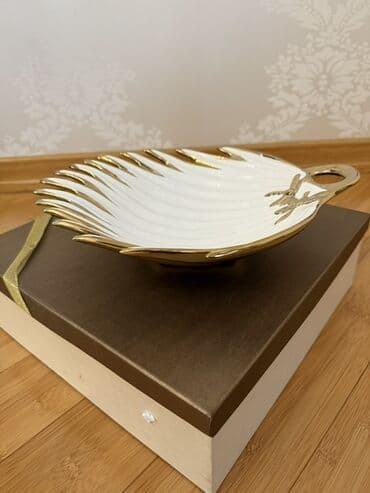 metbex dekorlari: Dekorativ keramika boşqab - Material: keyfiyyətli keramika - Rəng: ağ — 1