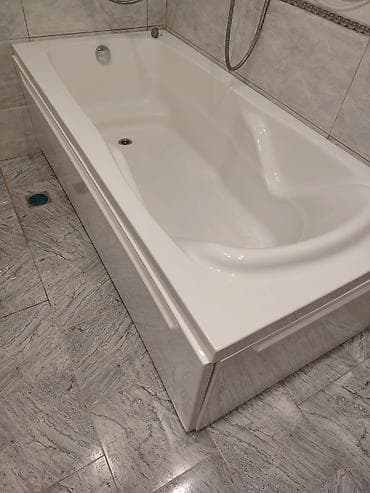 Akril vanna – klassik düzbucaq forması, ağ rəng. - Material: yüksək