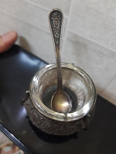 suse qab: Antik Gumuş gabi temiz gumuşdendi qaşiqda qabda 30gramdi umumi cekisi — 2