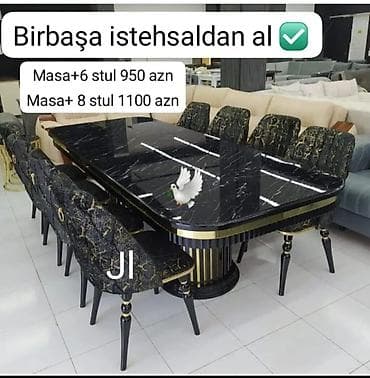 aile: Qonaq otağı üçün, Yeni, Açılmayan, Dördbucaq masa, 6 stul — 1