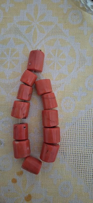 Qırmızı mərcan boncuk dəsti - Material: təbii qırmızı mərcan — 3