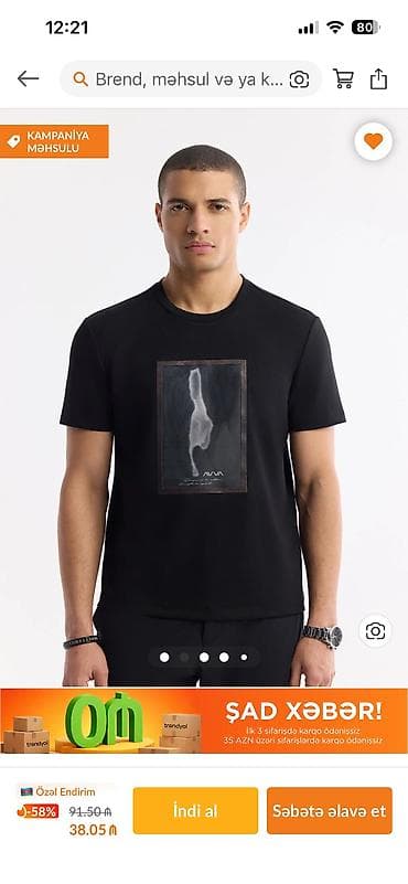 Futbolka, Avva, 2XL, rəng - Qara