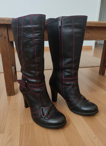 женские сапоги со шнуровкой: Сапоги, Размер: 38, цвет - Черный, Новый — 1